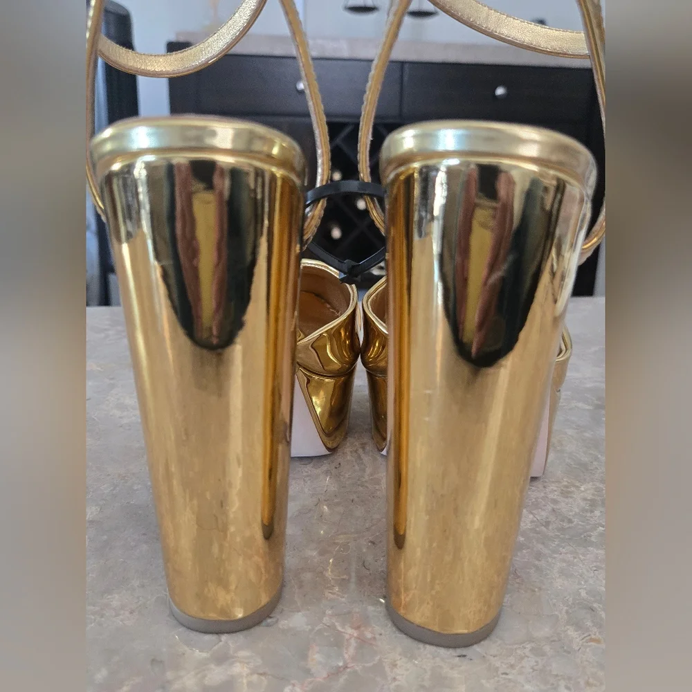 Antonio Melani x Nat Note Pia Mirror Metallic Platform Pumps. Gold (Size 10) - Picture 10 of 16